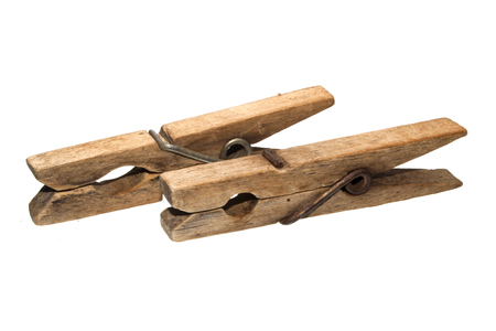 Clothespin isolated on white backgroundの写真素材