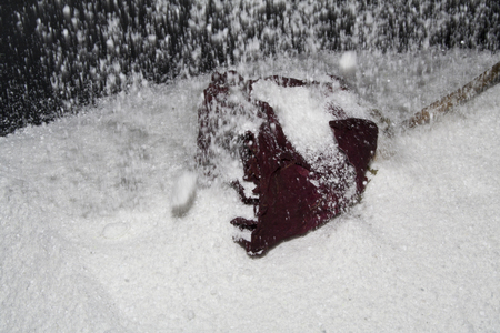snow isolated on black backgroundの写真素材