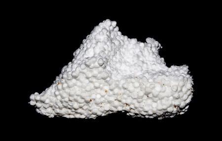 polystyrene isolated on black backgroundの写真素材