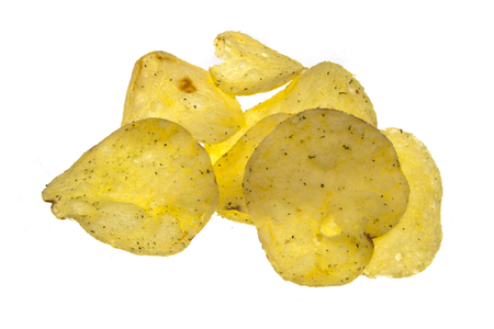 chips isolated on white backgroundの写真素材