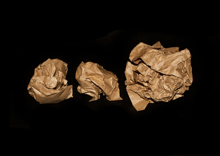 crumpled paper isolated on white backgroundの写真素材
