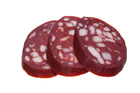 sausage isolated on white backgroundの写真素材