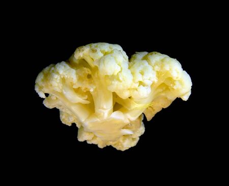 cauliflower isolated on black backgroundの写真素材