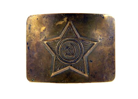 soldier plaque isolated on white backgroundの写真素材