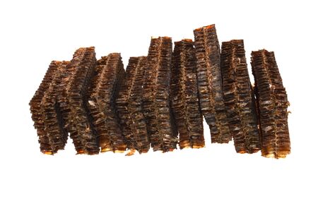 old bee honeycomb isolated on black background