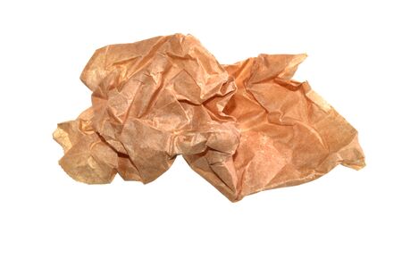 crumpled paper isolated on white backgroundの写真素材