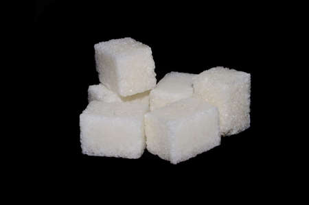 sugar isolated on black backgroundの写真素材