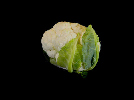 head of cabbage isolated on black backgroundの写真素材