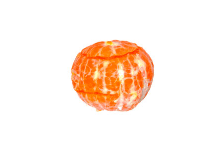 ripe tangerine isolated on white backgroundの写真素材