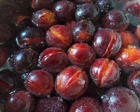 boiled cherry isolated on white backgroundの写真素材