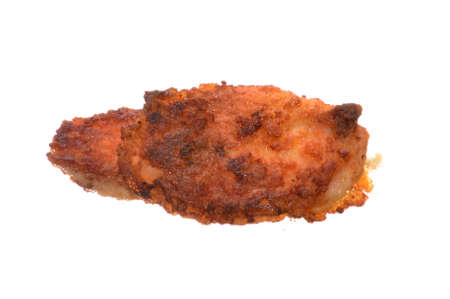 fried meat isolated on white backgroundの写真素材