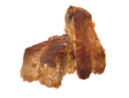 fried meat isolated on white backgroundの写真素材