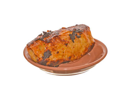 stuffed cabbage isolated on white backgroundの写真素材