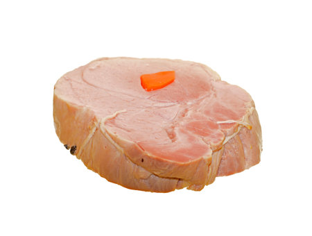 boiled meat isolated on white backgroundの写真素材