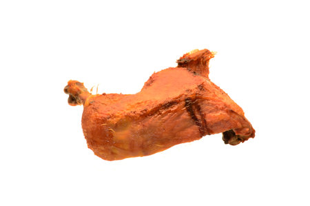 fried meat isolated on white backgroundの写真素材