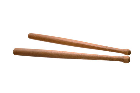 Wooden drumsticks isolated on white background. Clipping path included.の写真素材