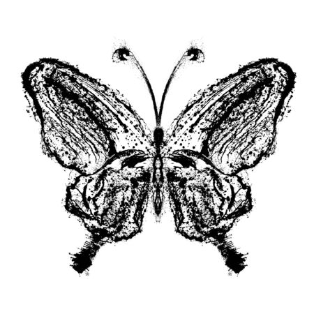 Abstract butterfly. Grunge splash draw paintの写真素材