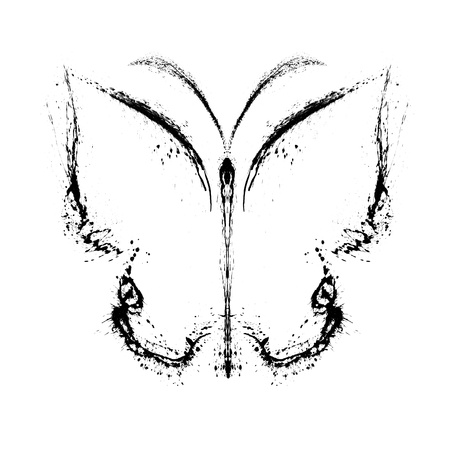Abstract butterfly. Grunge splash draw paintの写真素材