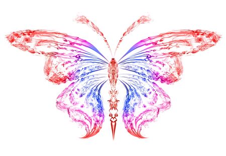 Abstract silhouette of a butterfly drawn by the smokeの写真素材
