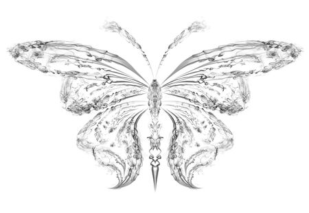 Abstract silhouette of a butterfly drawn by the smokeの写真素材