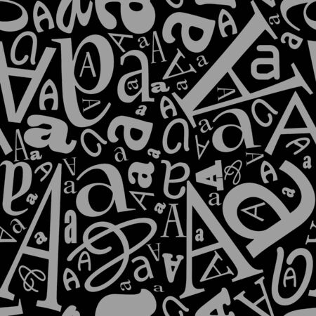 Seamless texture. Gray letter A on black の写真素材