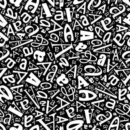 Seamless texture. White letters A on blackの写真素材