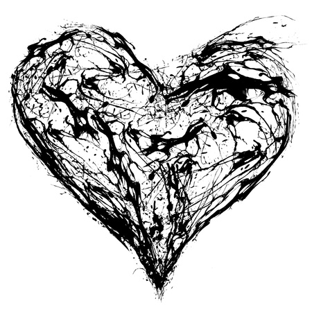 Abstract Valentine black heart on white backgroundの写真素材