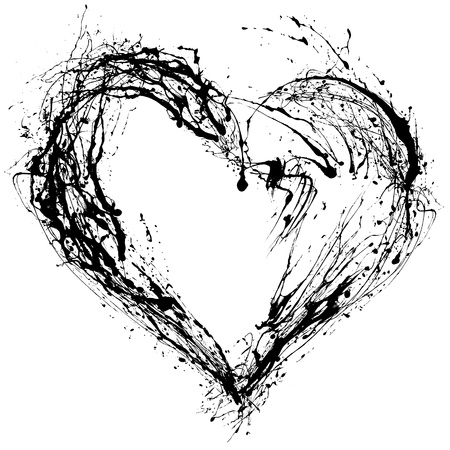 Abstract Valentine black heart on white backgroundの写真素材