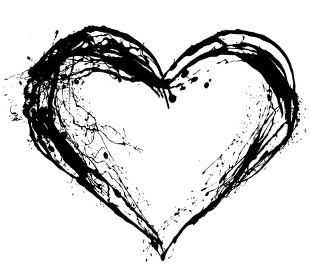 Abstract Valentine black heart on white backgroundの写真素材