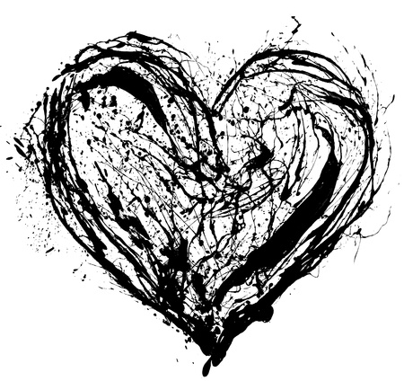 Abstract Valentine black heart on white backgroundの写真素材