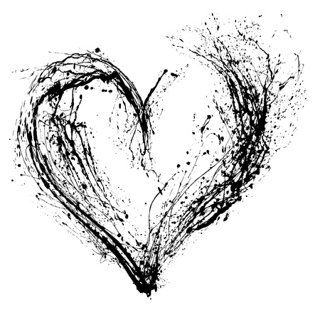 Abstract Valentine black heart on white backgroundの写真素材