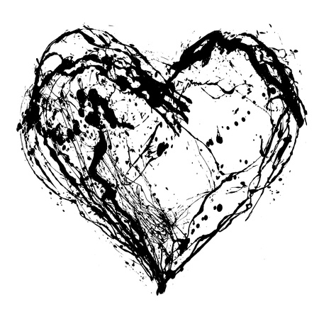 Abstract Valentine black heart on white backgroundの写真素材