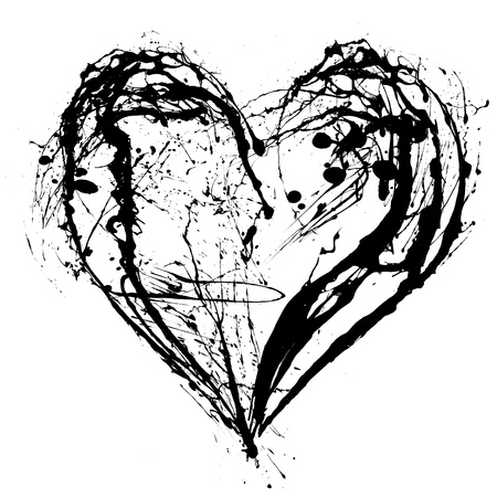Abstract Valentine black heart on white backgroundの写真素材