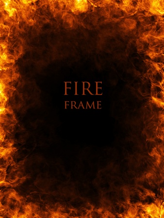 Fire frame, abstract fiery backgroundの写真素材