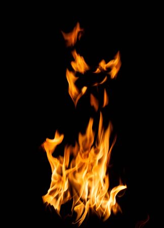 Fire flames on black backgroundの写真素材