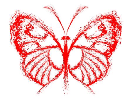 Abstract butterfly. Grunge splash draw paintの写真素材
