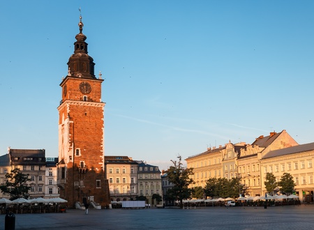 Morning in Krakow main market square  Poland, Europe