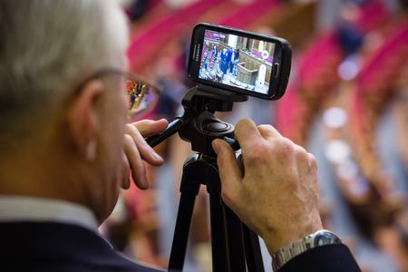 KIEV, UKRAINE - NOV 27, 2014: Opening of the first session of the newly elected Verkhovna Rada of the VIII convocationのeditorial素材