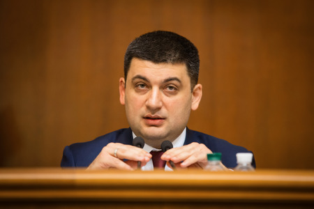 KIEV, UKRAINE - NOV 27, 2014: The newly elected Chairman of the Verkhovna Rada of Ukraine Vladimir...