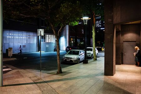 MELBOURNE, AUSTRALIA - DECEMBER 10, 2014: Night streets of Melbourne. Melbourne is the capital and most populous city in the state of Victoria, and the second most populous city in Australiaのeditorial素材