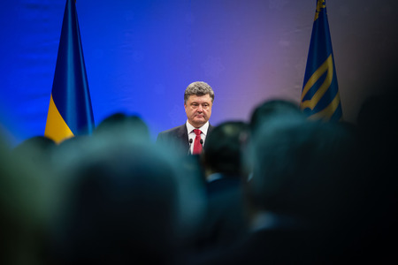KIEV, UKRAINE - DECEMBER 22, 2014: President of Ukraine Petro Poroshenko during the traditional New Yearのeditorial素材