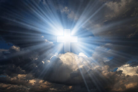 Sign of faith. Cross in sky.