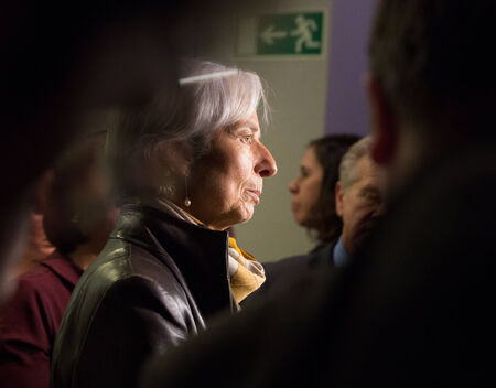 DAVOS, SWITZERLAND - Jan 21, 2015: Managing Director of the International Monetary Fund Christine Lagarde on World Economic Forum Annual Meeting 2015 in Davos, Switzerlandのeditorial素材