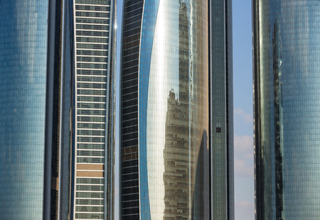ABU DHABI, UNITED ARAB EMIRATES - Feb 24, 2015: Etihad Towers is a complex of buildings with five towers in Abu Dhabi, the capital city of the United Arab Emirates.のeditorial素材