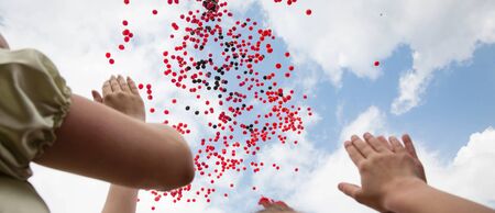 KIEV, UKRAINE - May. 01, 2015: Flashmob Poppies of memory on Independence Square in Kyivのeditorial素材