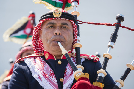 KIEV, UKRAINE - May. 09, 2015: Musician during the march of military bands on the day of the 70th anniversary of the victory over Nazism in Kievのeditorial素材