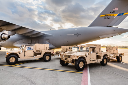 LVIV REGION, UKRAINE - Nov 14, 2015: Military assistance to Ukraine. Handover ceremony of two counter battery radars wich was delivered from US to Ukraineのeditorial素材