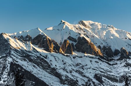 Swiss Alps near Davos in blazing sunshineの写真素材