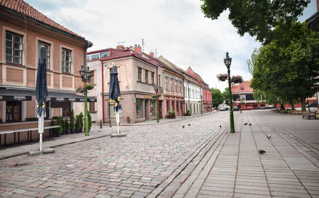 KAUNAS, LITHUANIAN - Jul, 12, 2015:  Early morning on the streets of Kaunas old town. There are a lot of surviving Gothic, Renaissance and Baroque buildingsのeditorial素材