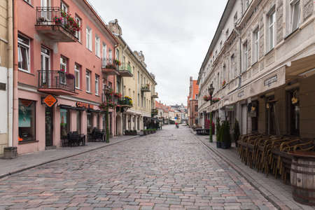 KAUNAS, LITHUANIAN - Jul, 12, 2015:  Streets of Kaunas old town located to the east of confluence of Nemunas and Neris rivers. There are a lot of surviving Gothic, Renaissance and Baroque buildingsのeditorial素材